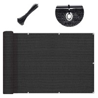 Sunlax 3X16 Black Balcony Privacy Screen Fence Windscreen Cover Fabric Shade Netting Mesh Cloth With Grommets Uv Protection Fo