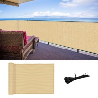 Sunlax 3X16 Sand Balcony Privacy Screen Fence Windscreen Cover Fabric Shade Netting Mesh Cloth With Grommets Uv Protection For