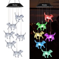 Hisolar Crystal Dog Solar Wind Chimes Outdoor Color Changing Solar Mobile Lights Led Solar Powered Wind Chimes For Home Party Ya