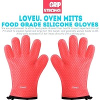 Loveuing Kitchen Oven Gloves Silicone And Cotton Doublelayer Heat Resistant Oven Mittsbbq Glovesgrill Gloves Perfect For