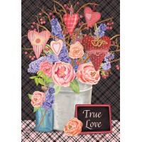 Flowers And Hearts Valentines Day House Flag 40 X 28 Briarwood Lane