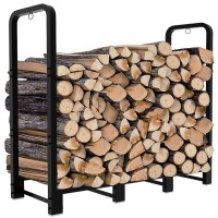 Artibear 4Ft Outdoor Firewood Rack Upgraded Adjustable Heavy Duty Logs Stand Stacker Holder For Fireplace Metal Lumber Storag