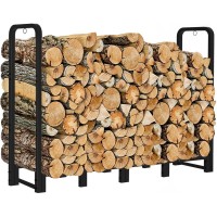 Artibear Firewood Rack Stand 6Ft Heavy Duty Logs Carrier Holder For Outdoor Indoor Fireplace Matte Black