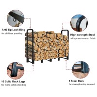 Artibear Firewood Rack Stand 6Ft Heavy Duty Logs Carrier Holder For Outdoor Indoor Fireplace Matte Black