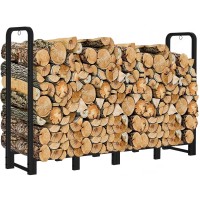 Artibear Firewood Rack Outdoor 8Ft Heavy Duty Logs Holder For Indoor Fireplace Metal Wood Pile Storage Stacker Organizer Matte