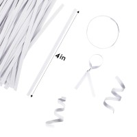 Unves 1000 Pcs White Paper Twist Ties Reusable Bread Ties For Bags Candy Coffee Cello Cake Pops 4 Inches