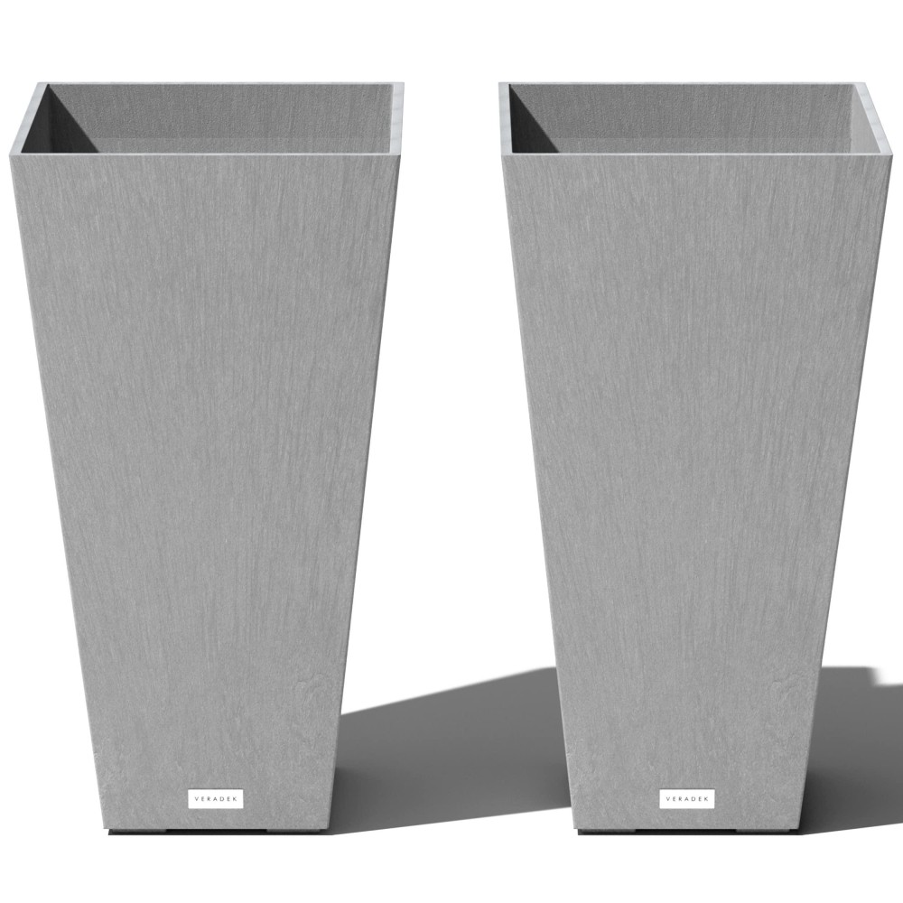 Veradek Vresin Indooroutdoor Taper Planter 2Pack 26 Inch Grey