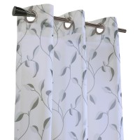 Two Tone Leaf Grommet Panel 54 X 96 In Grey