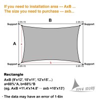 Love Story 12 X 16 Sun Shade Sail Rectangular Sail Shades Rectangle Uv Block For Outdoor Patio Garden Backyard