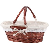 Hozeon 141 X 11 X 67 Inch Natural Wicker Woven Basket Premium Willow Basket With Handle And Linen Cotton Cloth Lining Elegan