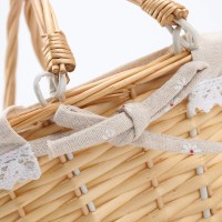 Hozeon 141 X 11 X 67 Inch Natural Wicker Woven Basket Premium Willow Basket With Handle And Linen Cotton Cloth Lining Elegan