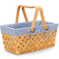 Woodchip Picnic Basket With Single Folding Handles Hand Woven Easter Eggs And Candy Basket Bath And Kids Toy Wicker Storage Ba