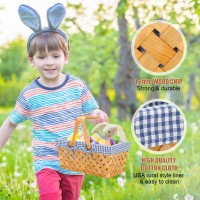 Woodchip Picnic Basket With Single Folding Handles Hand Woven Easter Eggs And Candy Basket Bath And Kids Toy Wicker Storage Ba