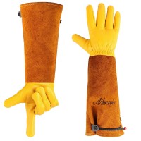 Long Gardening Gloves Gifts For Menwomen Puncture Proof Gloves For Rose Pruning Cactus Trimming Leather Gauntlet Gloves Long