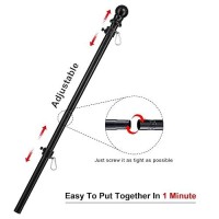 Coconut Flag Pole For House 5Ft Black Stainless Steel Wall Mount Flagpole Suitable For 3X5 American Flags Perfect For Yard Tru