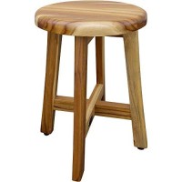 Homeroots Natural Brown 13 Round Compact Teak Chair In Natural Finish