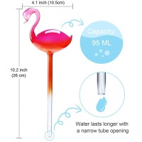 Selfwatering Glass Globes 2Pcs Flamingo Gradient Hot Pink 10 Long Hand Blown Bulbs Pot Plant Waterer Home Indoor Outdoor Gard