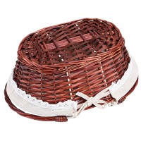 Zeonhei Brown Oval Wicker Woven Basket Attractive Willow Woven Gift Basket Fruit Picnic Easter Candy Wedding Party Decoration