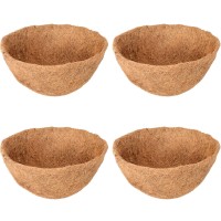 Halatool 4 Pcs 10 Inch Round Coco Liners Hanging Basket 100 Natural Replacement Coconut Fiber Liner For Garden Flower Pot Vegeta