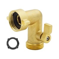 Hydro Master Heavy Duty Brass Shut Off Valve 45 Degree Garden Hose Elbow Connector 34Fht X 34Mht