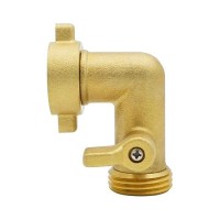 Hydro Master Heavy Duty Brass Shut Off Valve 45 Degree Garden Hose Elbow Connector 34Fht X 34Mht