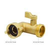 Hydro Master Heavy Duty Brass Shut Off Valve 45 Degree Garden Hose Elbow Connector 34Fht X 34Mht