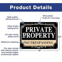 No Trespassing Signs Private Property 14X10 Inch Rust Free Aluminum Metal Sign Reflective Fade Resistant Uv Protected Weatherpro