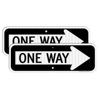 One Way Sign With Right Arrow  18X6 Inches Engineer Grade Reflective Rust Free Aluminum  Weather/Fade Resistant  Uv Protected  Easy To Mount  Indoor/Outdoor Use (2 Pack)