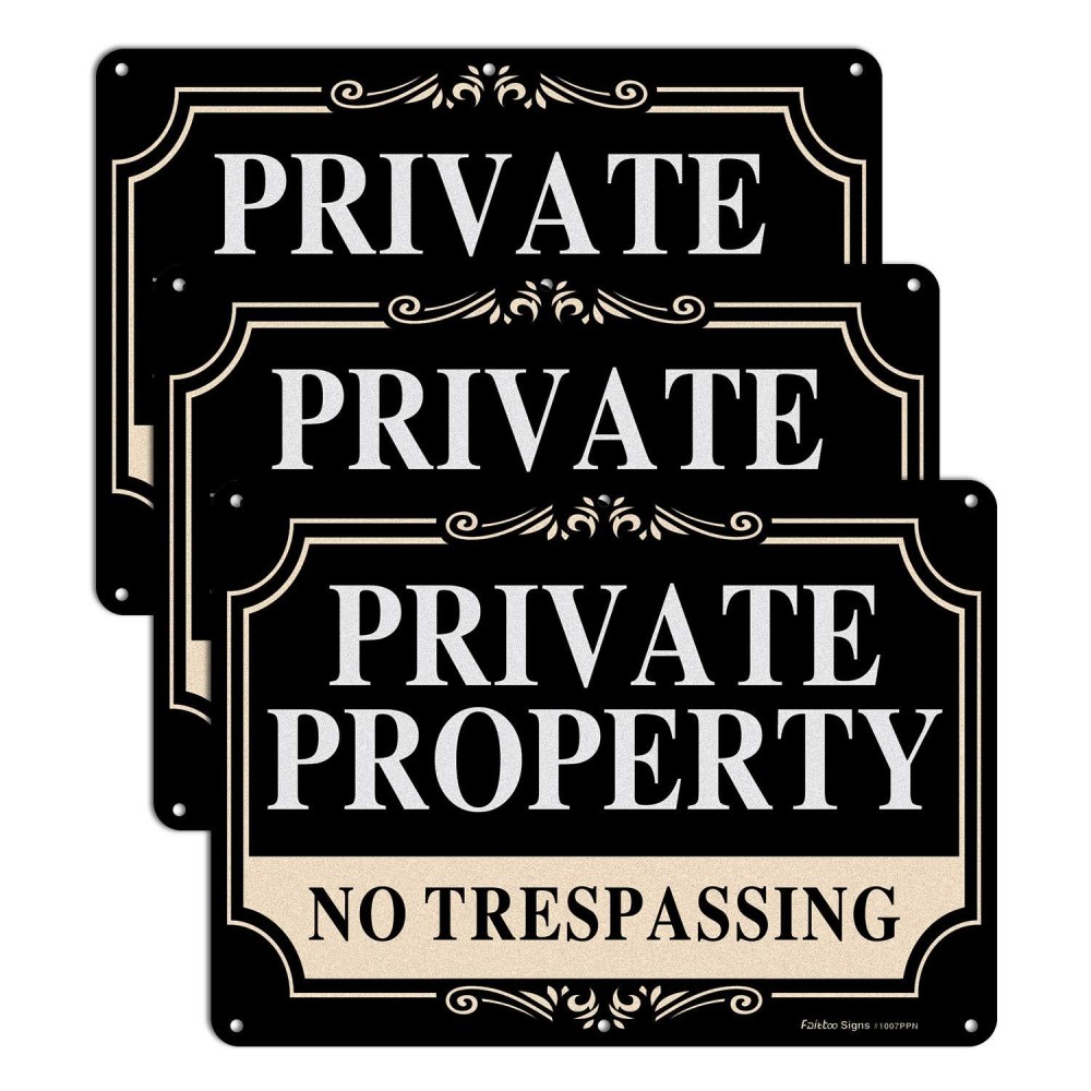 3 Pack No Trespassing Signs Private Property 10X7 Inch Rust Free Aluminum Metal Sign Reflective Fade Resistant Uv Protected Weat