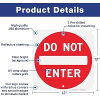 Do Not Enter Sign 12X12 Inch Square 040 Aluminum Reflective Rust Free Metal Sign Fadeweather Resistant Easy To Mount Indoorou