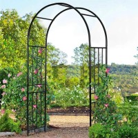 Ldaily Moccha Garden Arch Arbor Trellis 72Ft Outdoor Steel Arbor With Stakes Metal Archway For Climbing Plants Wide Sturdy D