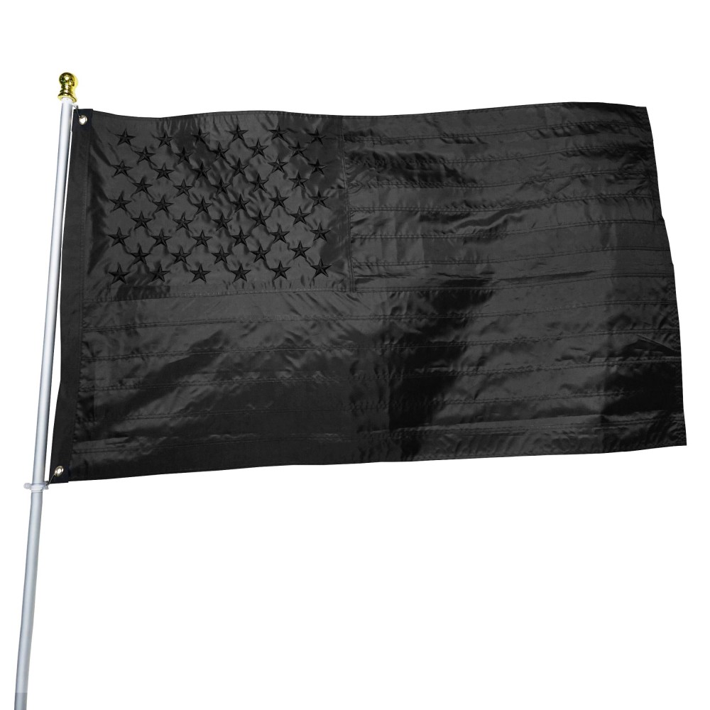 Black American Flag 3X5 Ft Heavy Duty Us Flag Made From Nylon Embroidered Stars Sewn Stripes Uv Protection Perfect For Ou