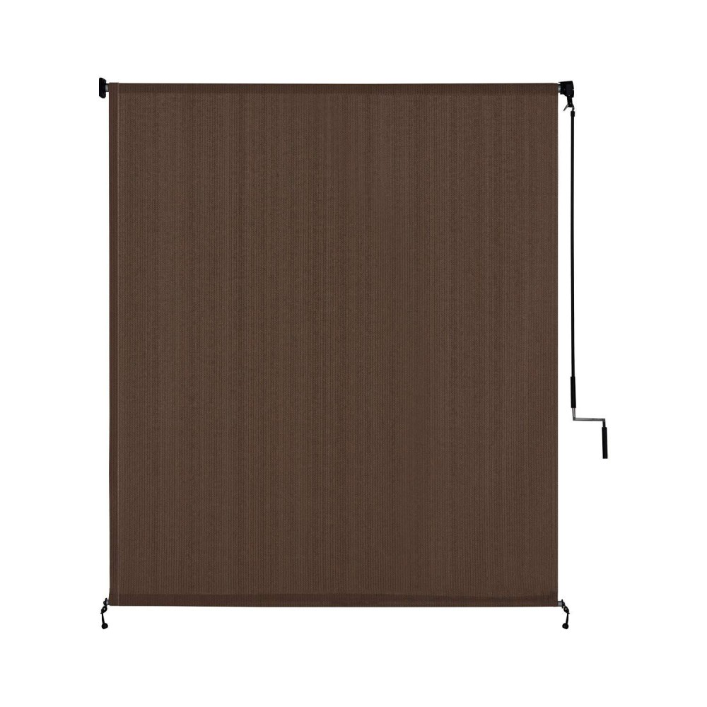 Vicllax Outdoor Roller Shade Patio Cordless Blinds Roll Up Shade 7 W X 8 L Mocha