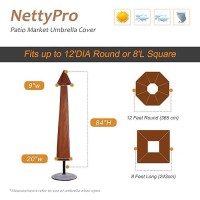 Nettypro Umbrella Cover Outdoor Patio Waterproof Market Umbrella Cover Up To 12 Feet Outdoor Umbrella  Brown