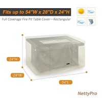 Nettypro Fire Pit Table Cover Rectangle Waterproof Deck Box Cover Patio Firepit Cover Rectangular For Outdoor Gas Fire Table  56L X 28W X 24H Inch  Beige