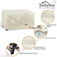 Nettypro Fire Pit Table Cover Rectangle Waterproof Deck Box Cover Patio Firepit Cover Rectangular For Outdoor Gas Fire Table  56L X 28W X 24H Inch  Beige