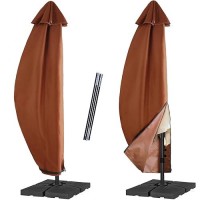 Nettypro Umbrella Cover Outdoor Patio Waterproof Offset Banana Umbrella Cover Up To 13 Feet Outdoor Umbrella  Brown