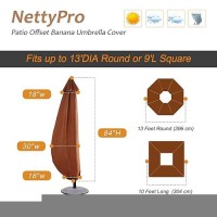 Nettypro Umbrella Cover Outdoor Patio Waterproof Offset Banana Umbrella Cover Up To 13 Feet Outdoor Umbrella  Brown