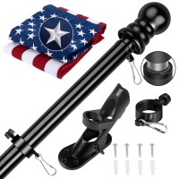 American Flag 3X5 Ft With Black Pole Kit Heavyweight Nylon Embroidered Stars And Sewn Stripes 6 Ft No Tangle Flagpole Alum