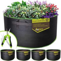 Magarz 4Pack 30 Gallon Fabric Flower Pots Garden Felt Grow Bags With Handle Black