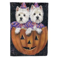 Carolines Treasures Ppp3205Gf Westie Halloween Pumpkin Ride Garden Flag Mailbox Flag Decorative Yard Flag Banner Outside Patio