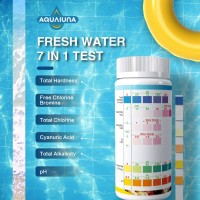 Aqualuna Pool And Spa Test Strips 100Ct 7 Way Hot Tub Test Kit Testing For Free Chlorine Total Chlorine Bromine Total Hardne