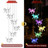 Uxorsn Dog Solar Wind Chimes For Outside Colors Changing Lights Outdoor Waterproof Multicolor Wind Chime Remembrance Gifts For M