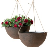 La Jolie Muse Large Hanging Planters 13 Inch Flower Pots Outdoor Indoor Hanging Garden Planters Set Of 2 New Iron Color