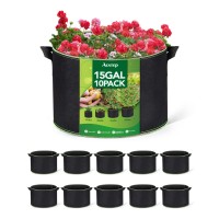 Acstep Grow Bags 10 Pack 15 Gallon Heavy Duty Aeration Fabric Pots Thickened Nonwoven Fabric Pots Plant Grow Bags With Handles