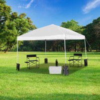 10x10 White Pop Up Event Straight Leg Canopy Tent with Sandbags and Wheeled Case