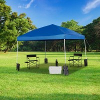 10x10 Blue Pop Up Event Straight Leg Canopy Tent with Sandbags and Wheeled Case