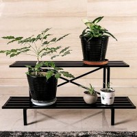 Zhongma 2 Tier Sturdy Metal Plant Stand Heavy Duty Plant Holder For Home Indoor And Outdoor L45.67 X W17.5 X H14 Inch  440 Lbs Capacity & Heavy Duty Construction 