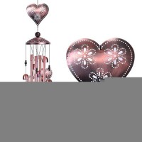 Loving Heart Wind Chimes Outdoor Indoor Decor With 4 Aluminum Tubes 6 Bells 7 Hearts Mobile Romantic Wind Catcher Heart Shaped