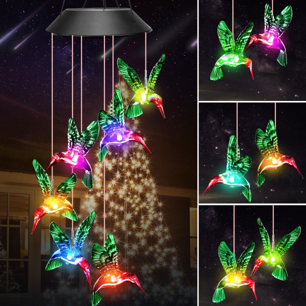 Winzwon Gifts For Mom Mothers Day From Daughter Solar Hummingbird Wind Chimes Outdoor Mobile Hang Garden Patio Porch Birthday Gi